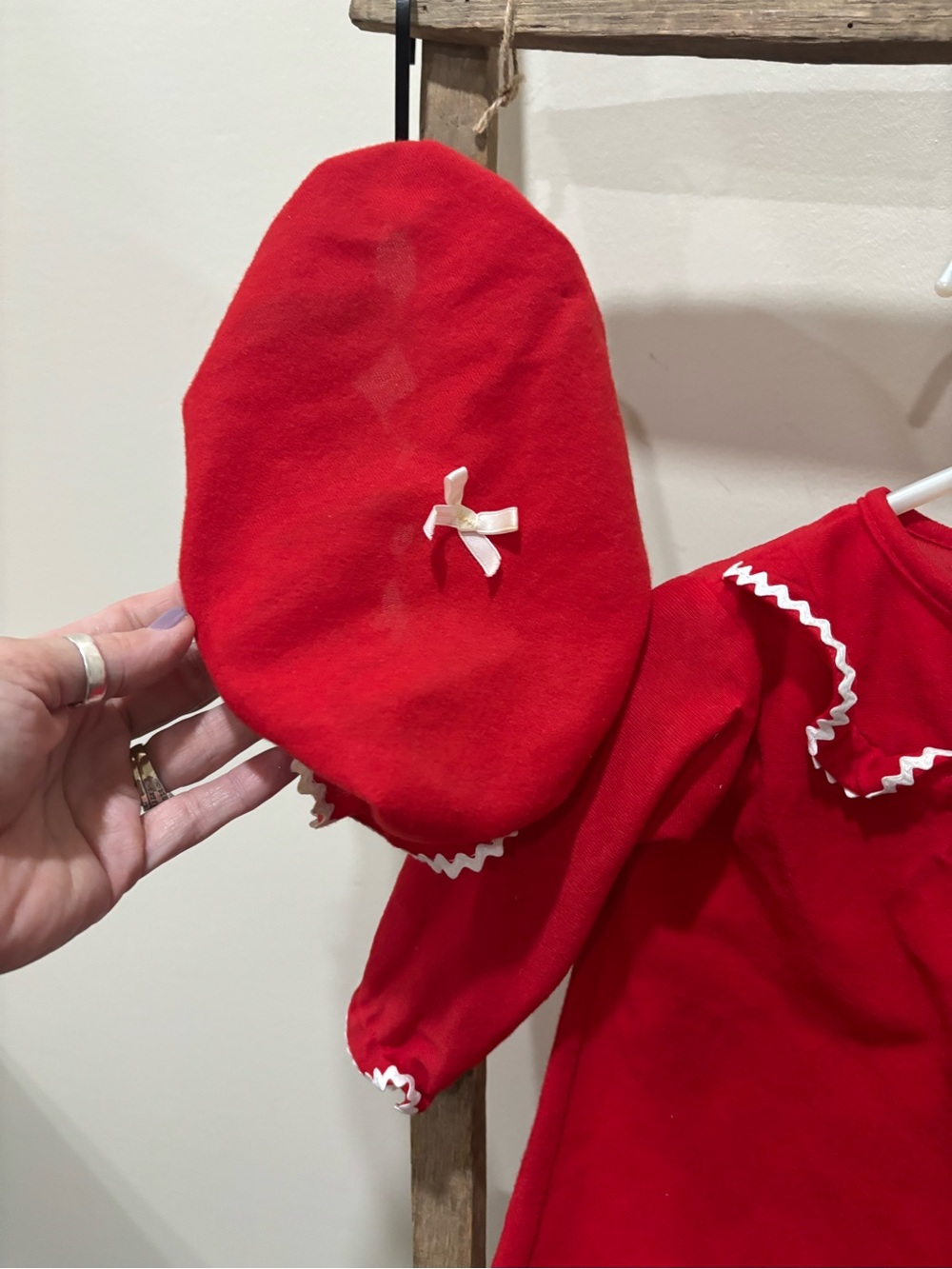 Source Unknown Red Ruffle-Trim Pajama Set with Bonnet - Picture 3 of 6